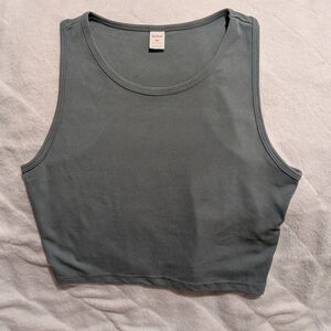 ROMWE Green Fitted Sleeveless Crop Tank Top